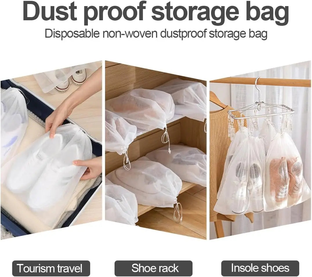 5/20Pcs Non-Woven Shoe Bag Drawstring Storage Bag Small White Shoes Dustproof and Yellow Proof Air Drying Bag Travel Shoe Cover