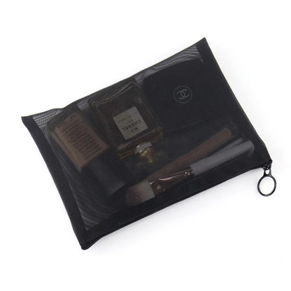 Large Capacity Portable Outdoor Travel Makeup Bag Black Transparent Mesh Storage Washing Bag Home Organization Tote Bag