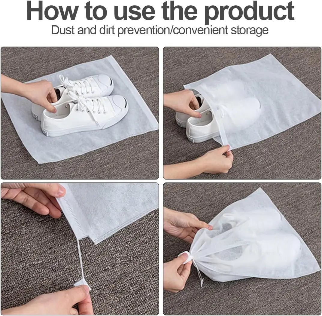 5/20Pcs Non-Woven Shoe Bag Drawstring Storage Bag Small White Shoes Dustproof and Yellow Proof Air Drying Bag Travel Shoe Cover
