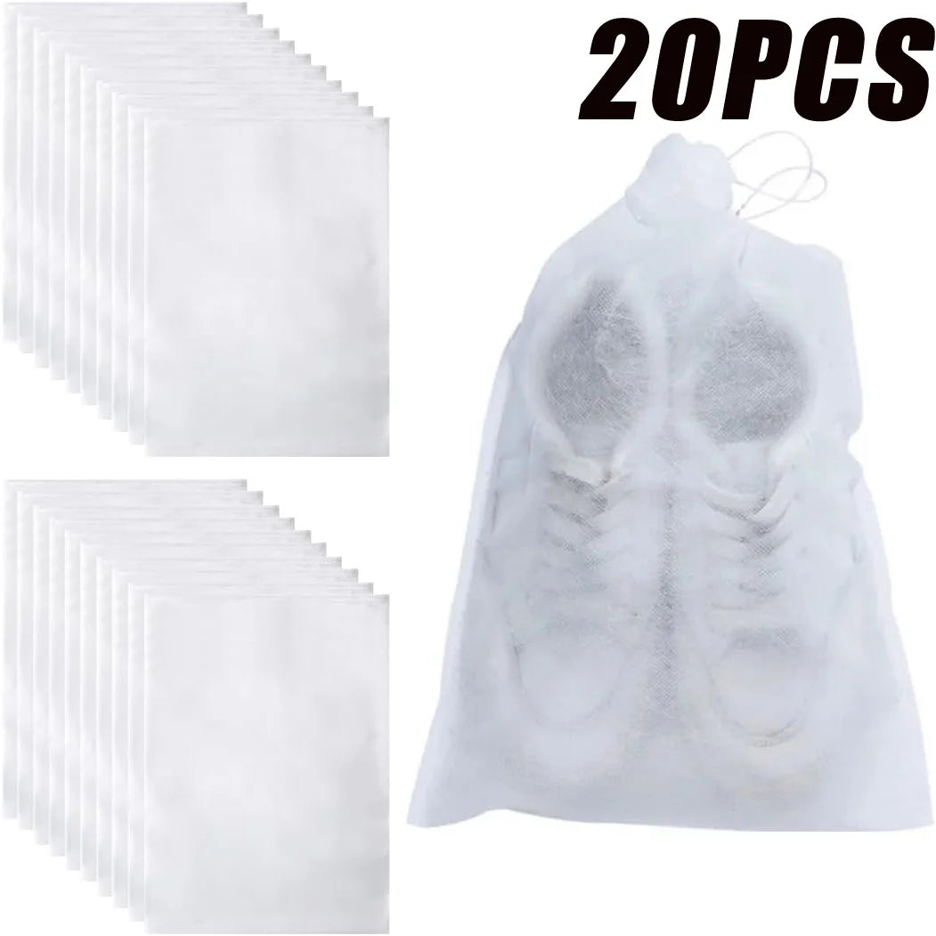 5/20Pcs Non-Woven Shoe Bag Drawstring Storage Bag Small White Shoes Dustproof and Yellow Proof Air Drying Bag Travel Shoe Cover
