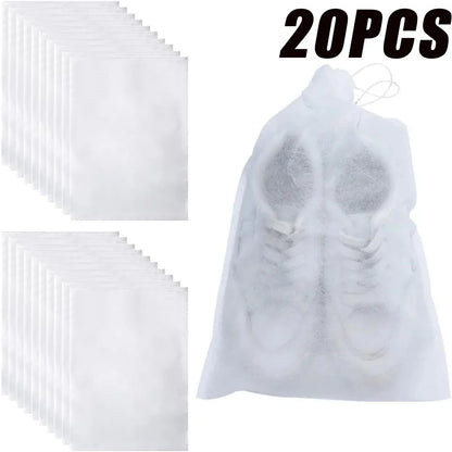 5/20Pcs Non-Woven Shoe Bag Drawstring Storage Bag Small White Shoes Dustproof and Yellow Proof Air Drying Bag Travel Shoe Cover